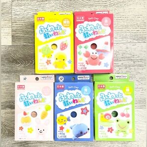 5 Daiso Soft Clay Blue Red Yellow Green Pink Lightweight made In Japan New